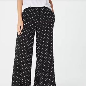 Quacker Factory Wide Leg Polka Dot Pants